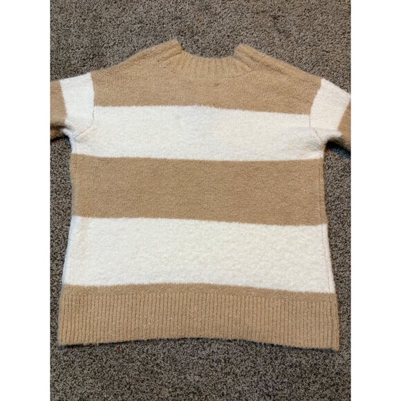 NEW Aerie Teddy Plush Oversized Boucle Wool-Blend Striped Neutral Sweater Cozy - Picture 9 of 10